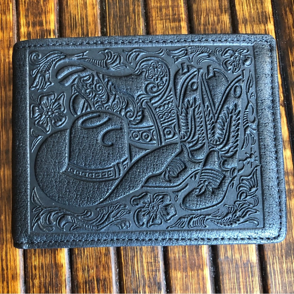 Vintage John Weitz full grain leather, men’s wallet, cowboy theme